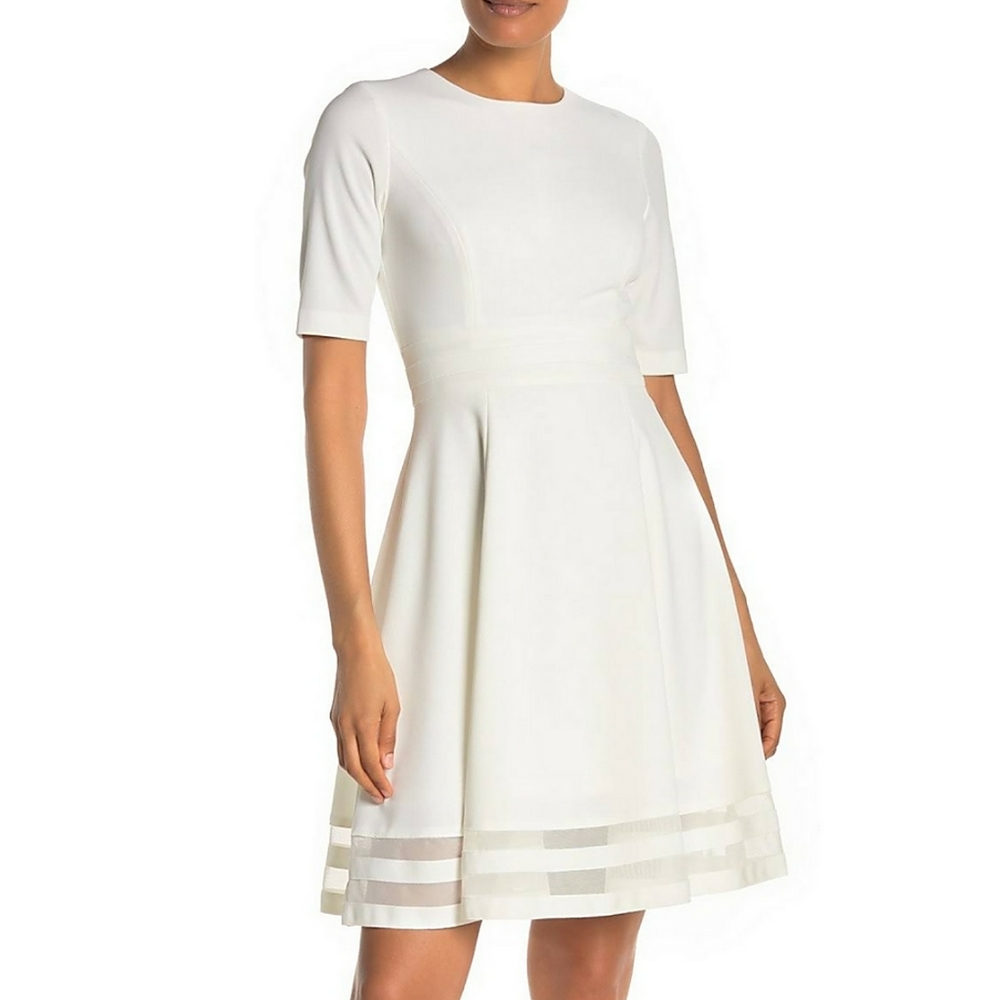 CALVIN KLEIN Short Sleeve Illusion Hem Dress 2